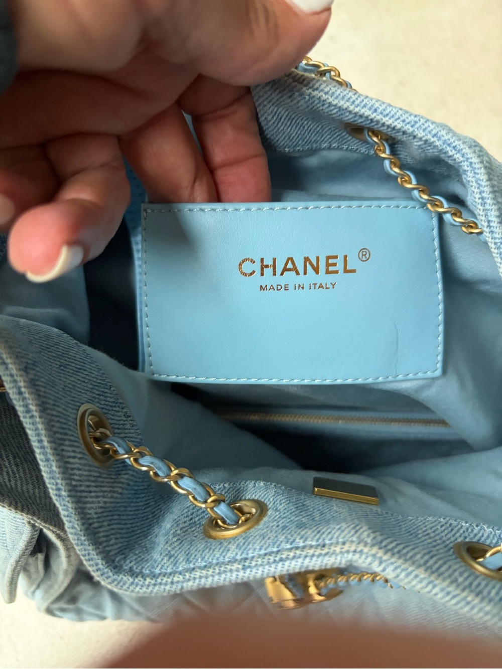 CHANEL 25 Light Blue Quilted Denim Bag with Pochette GHW GREAT PRICE! - Picture 5 of 16